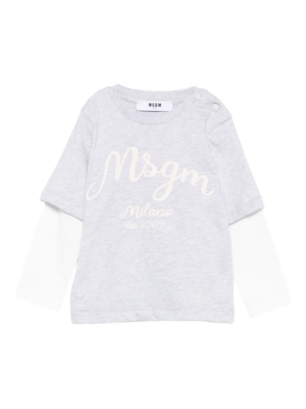 Msgm Layered Logo-print T-shirt In Gray