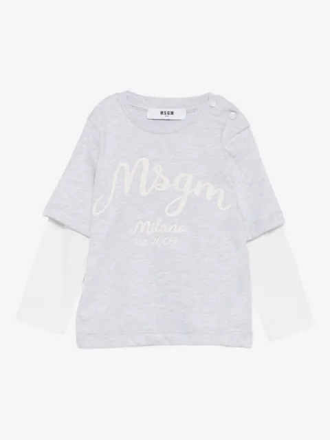 MSGM Kids layered logo-print T-shirt