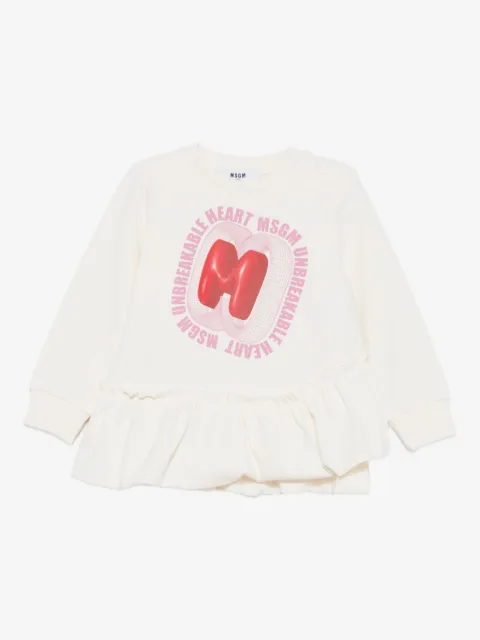 MSGM Kids logo-print ruffled dress
