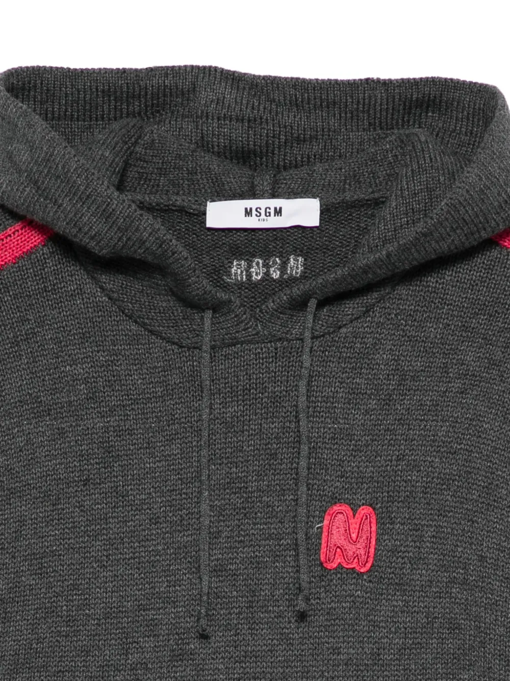 MSGM Kids Trui met capuchon en streepdetail Grijs