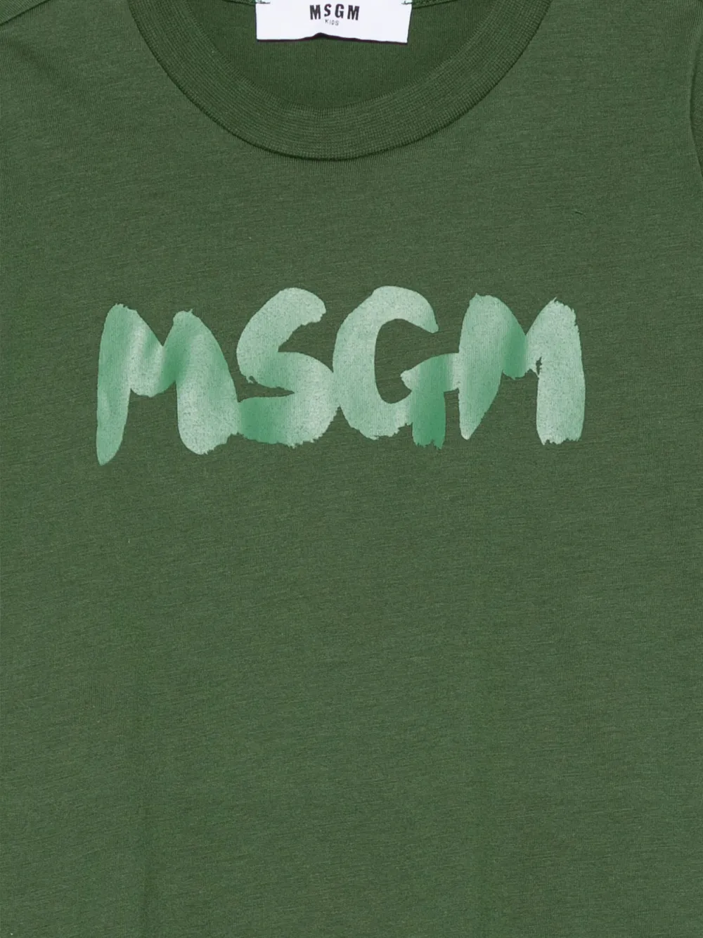 MSGM Kids Katoenen T-shirt met logoprint Groen