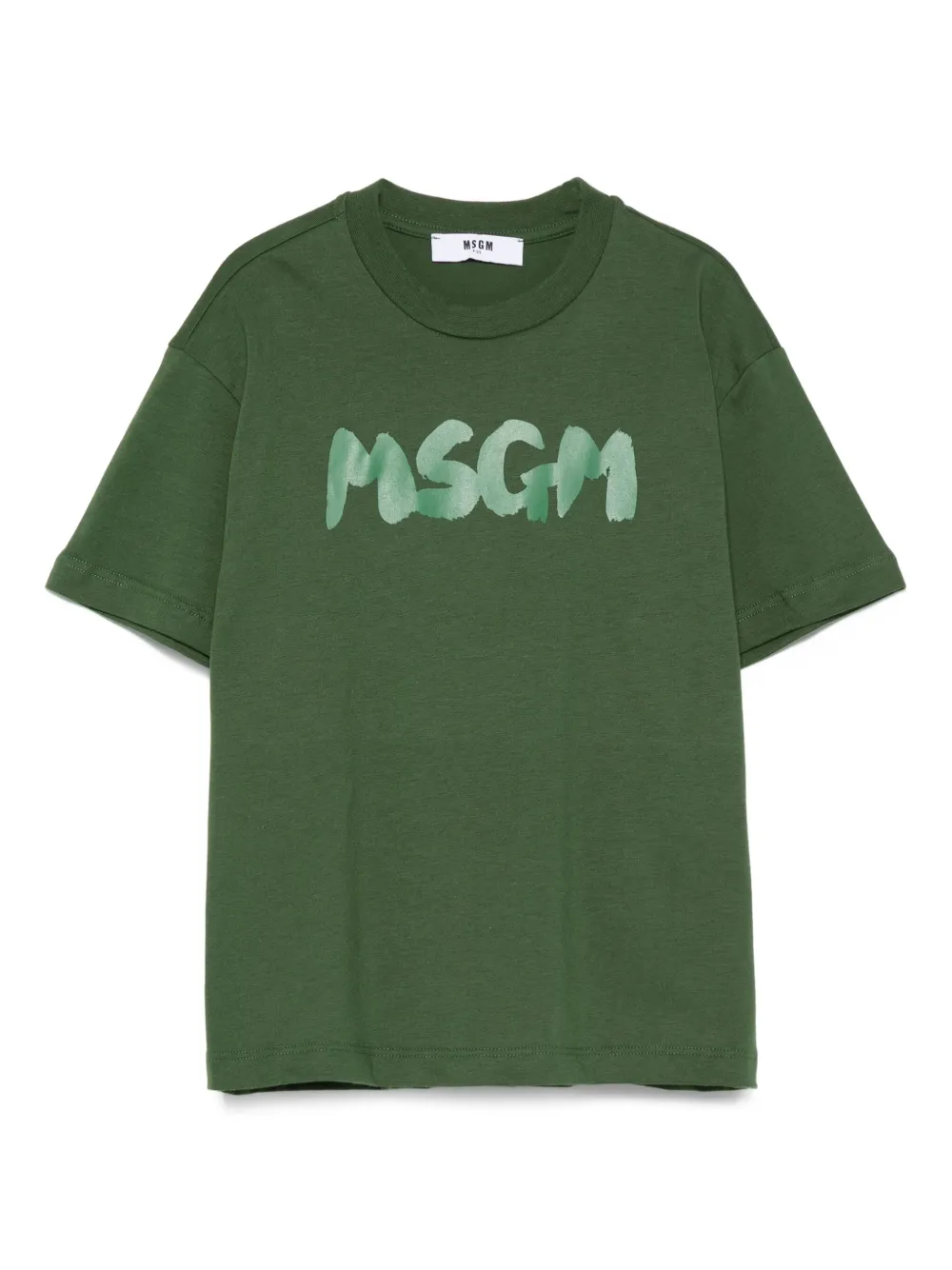 MSGM Kids Katoenen T-shirt met logoprint Groen