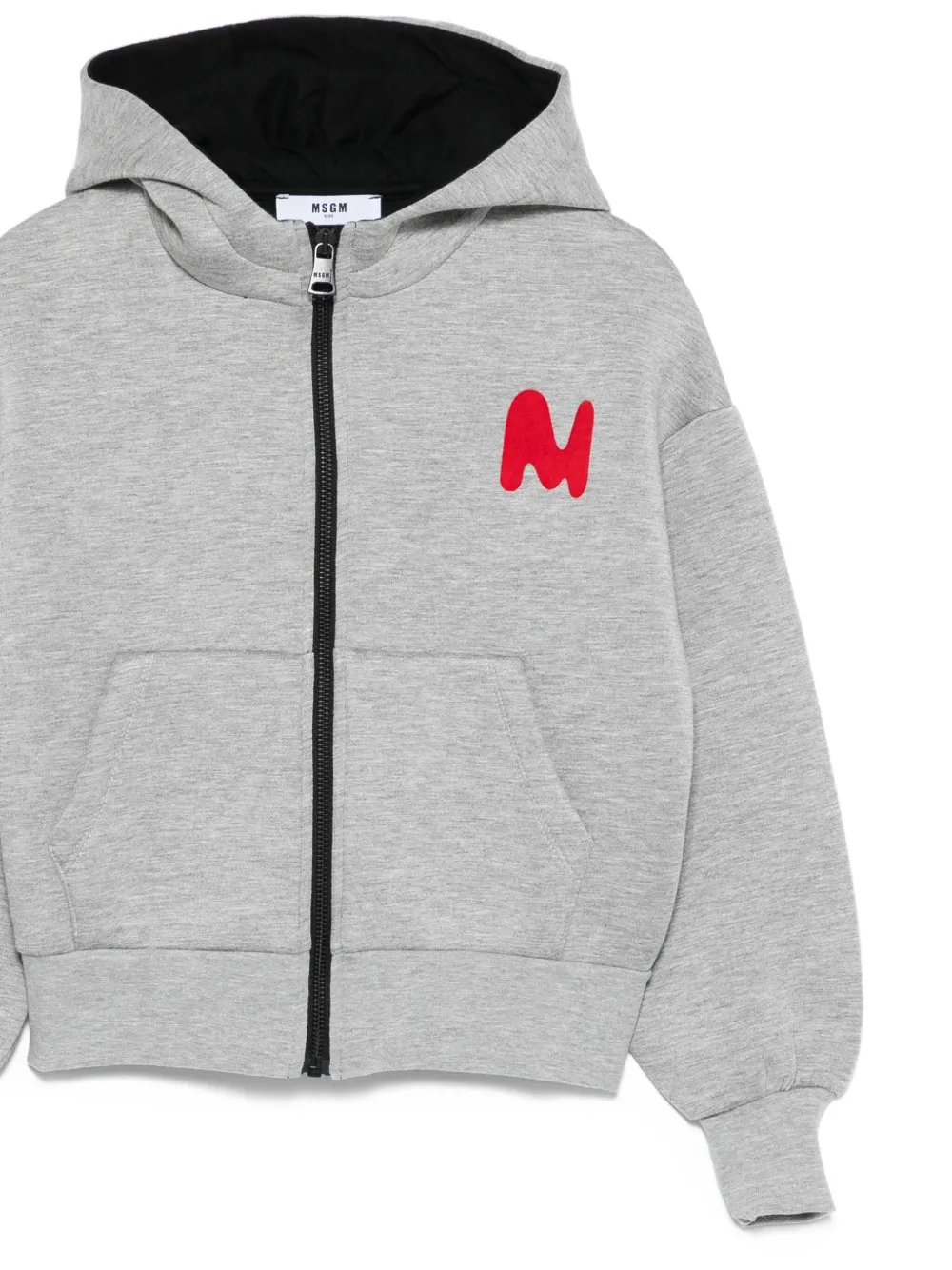 Msgm Logo-embroidered Zip-up Hoodie In Gray