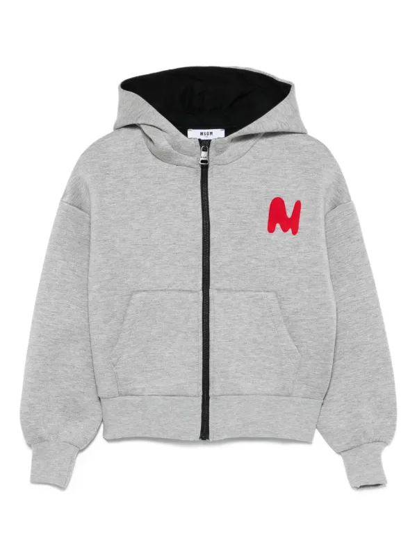 MSGM Kids logo-embroidered zip-up Hoodie | Grey | FARFETCH