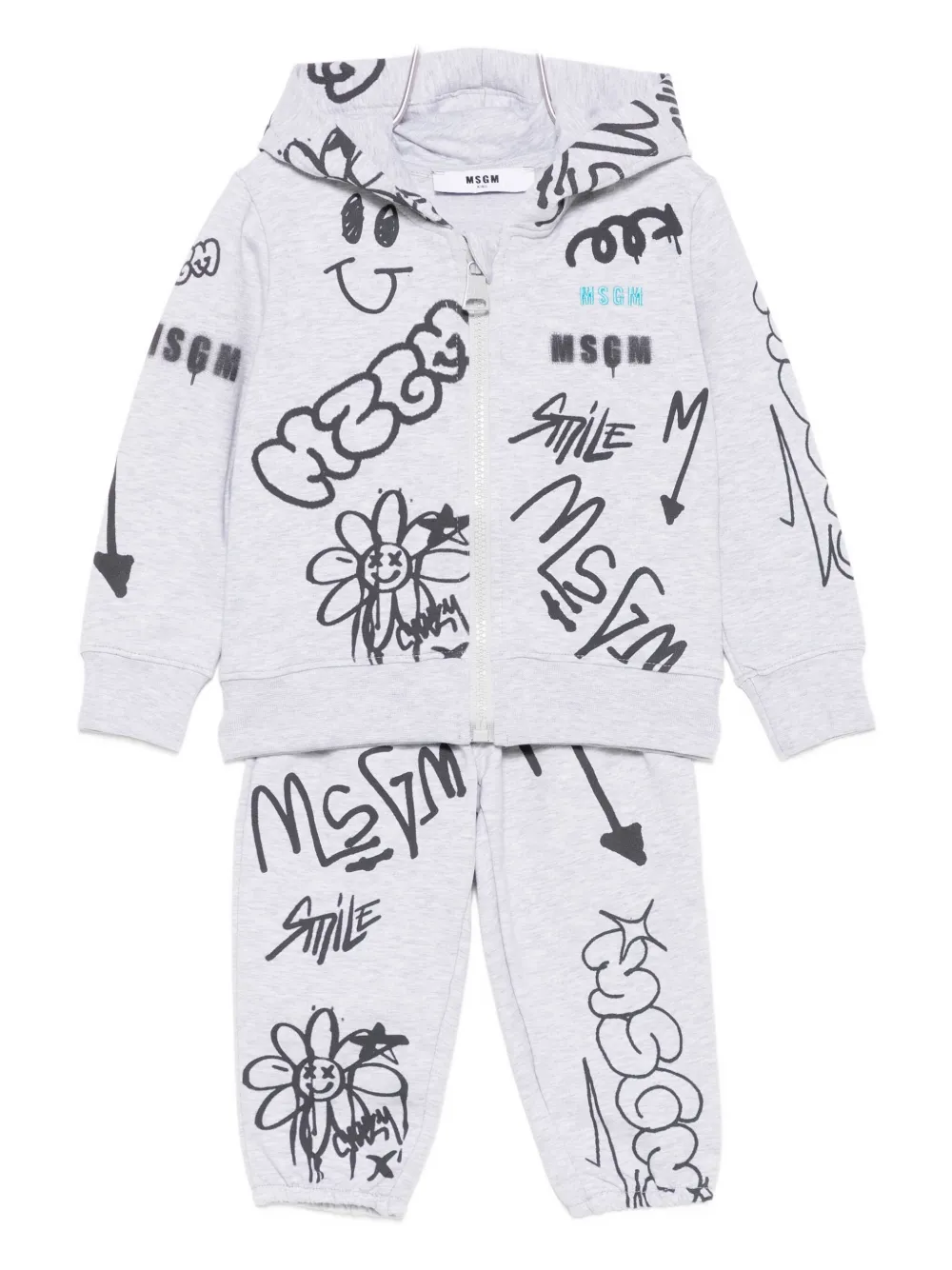 MSGM Kids Tuta sportiva con stampa graffiti - Grigio