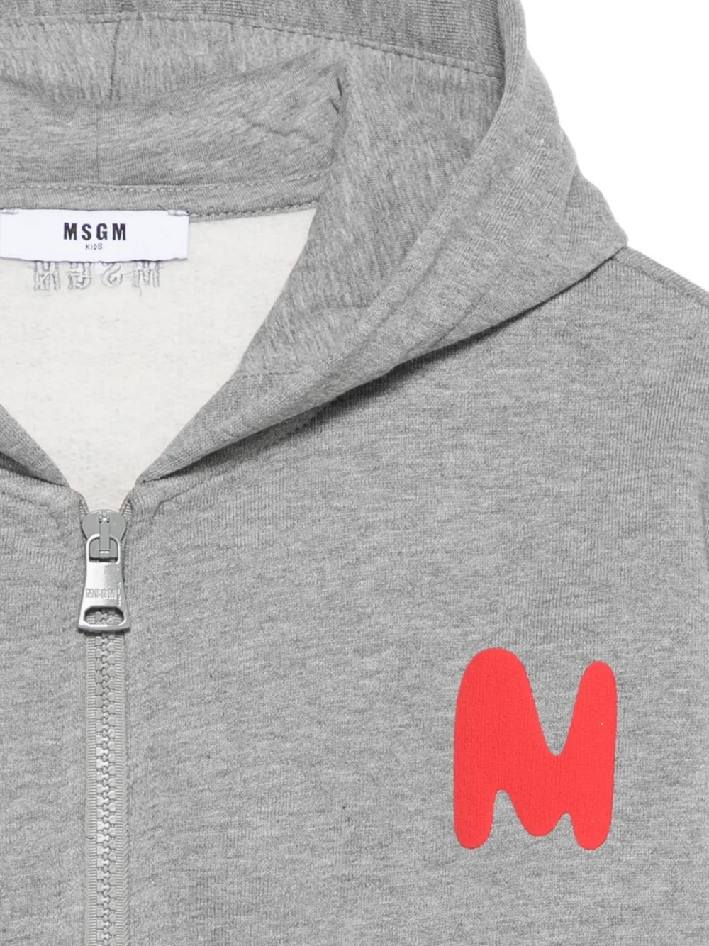 MSGM Kids Hoodie met geborduurd logo en rits Grijs