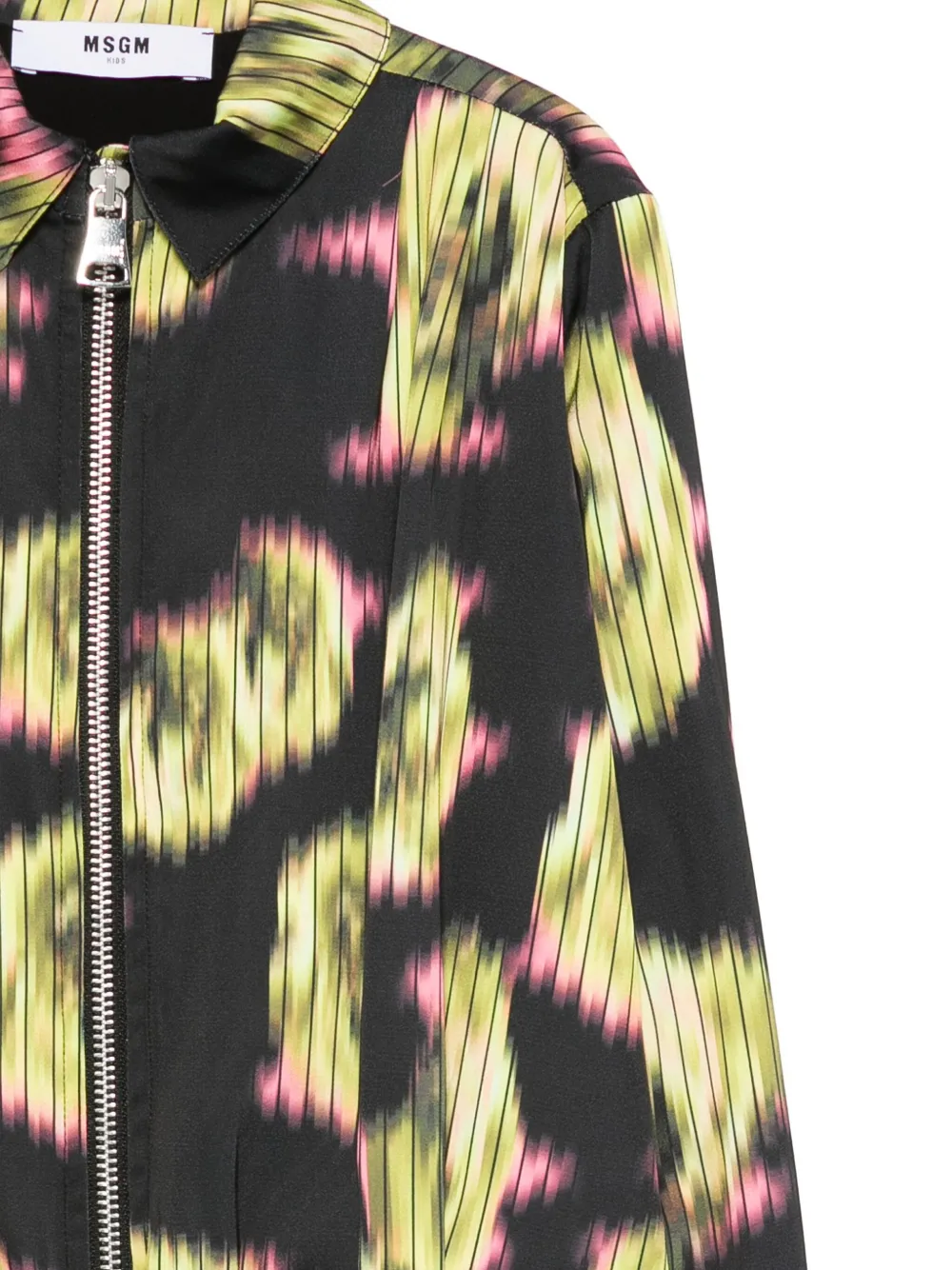 Msgm Floral-print Zip-front Dress In Green