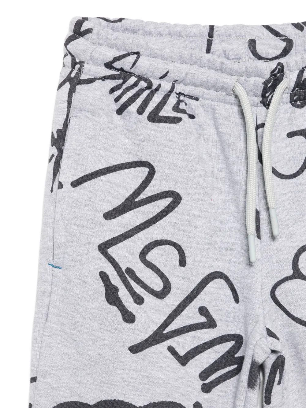 Msgm Graffiti-print Drawstring Trousers In Gray