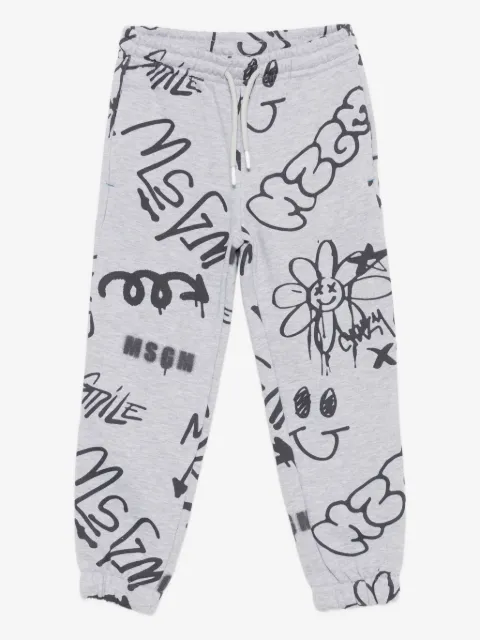 MSGM Kids Kordelzug-Hose mit Graffiti-Print