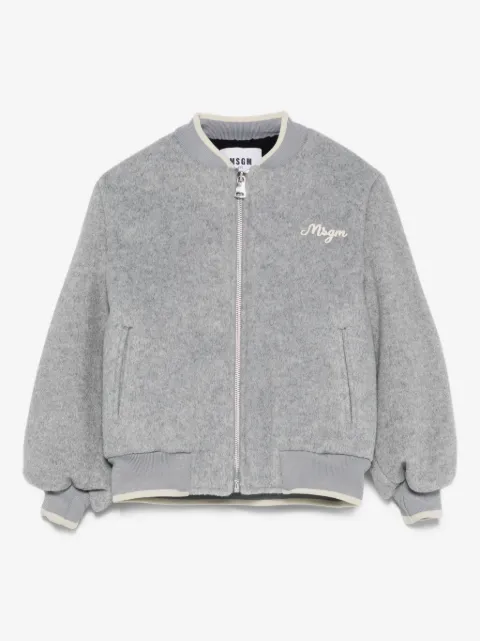 MSGM Kids puff-sleeve embroidered jacket
