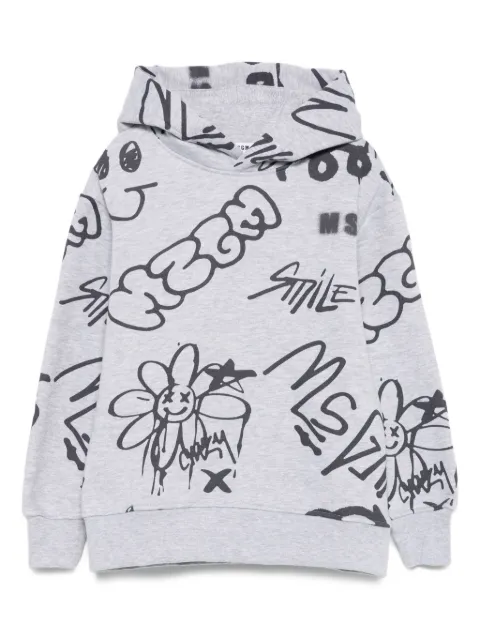 MSGM Kids top con capucha y estampado grafiti
