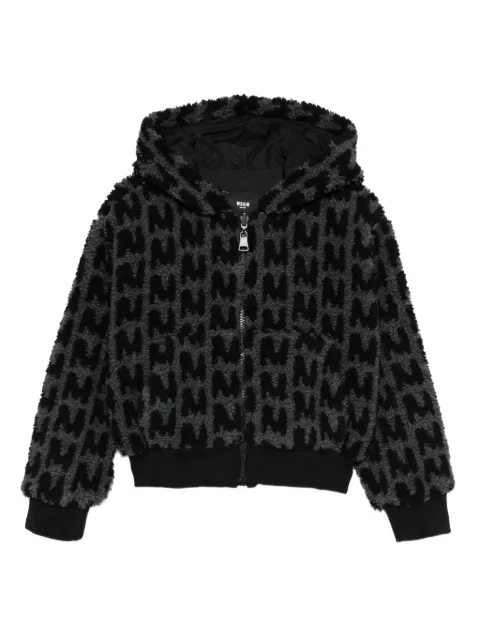 MSGM Kids monogram-pattern zip-up hoodie