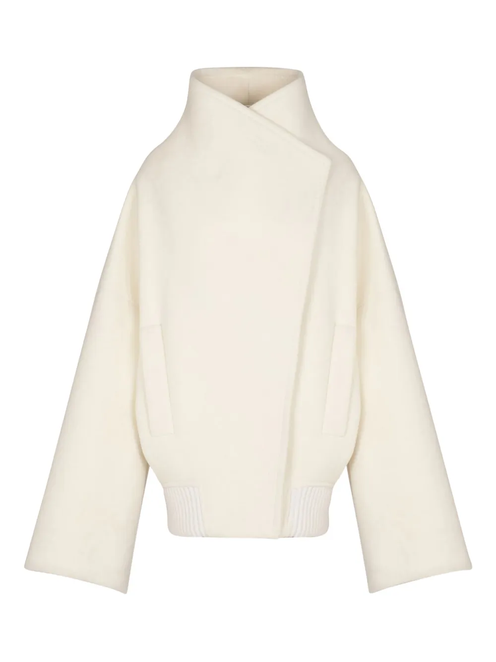 Balmain Wool-blend Oversized Caban Jacket In White