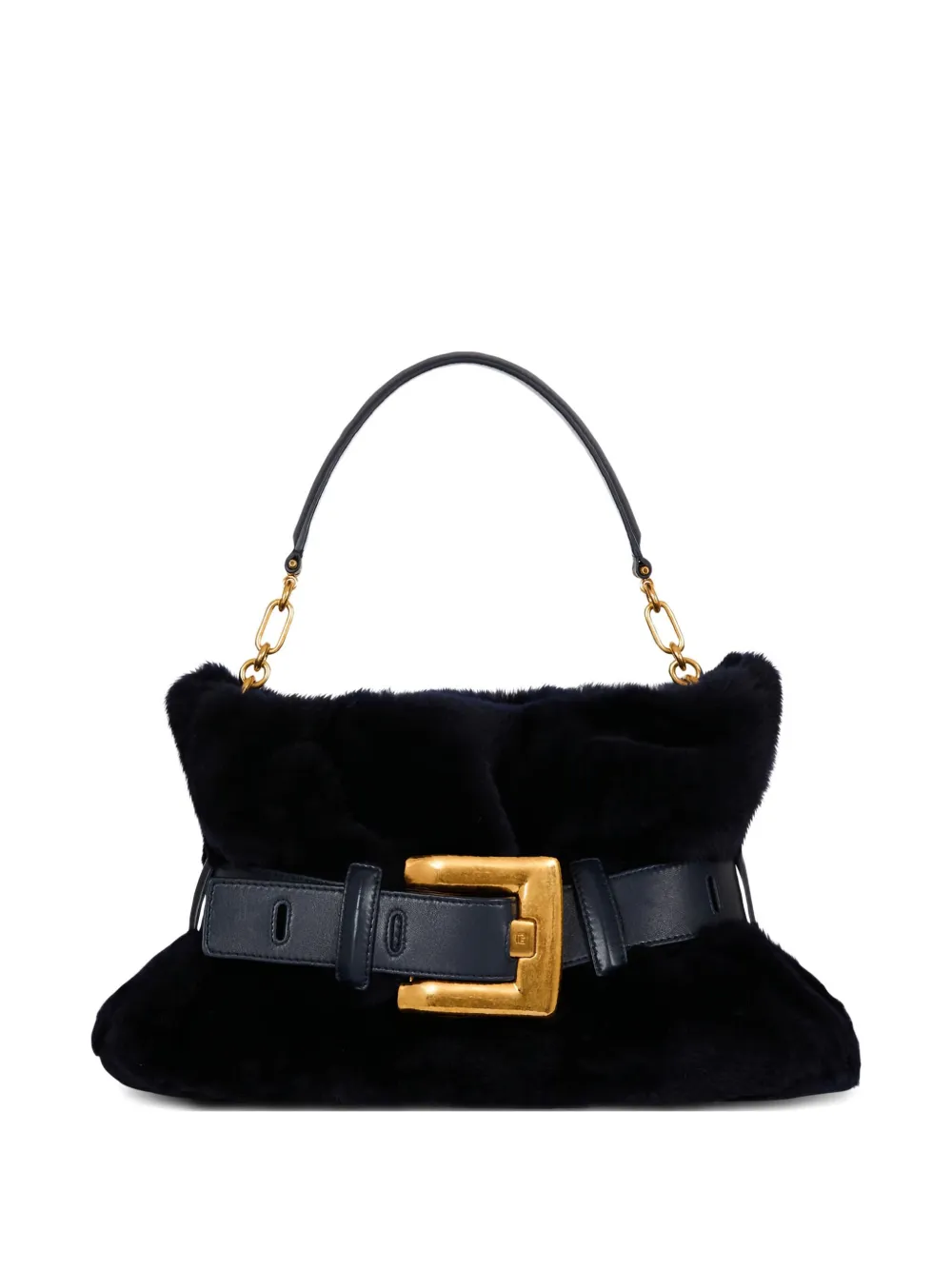 Balmain medium Anthem shearling belt-buckle shoulder bag | Blue | Image 1