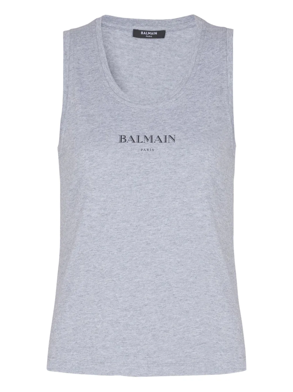 Balmain logo-print cotton top | Grey | Image 1
