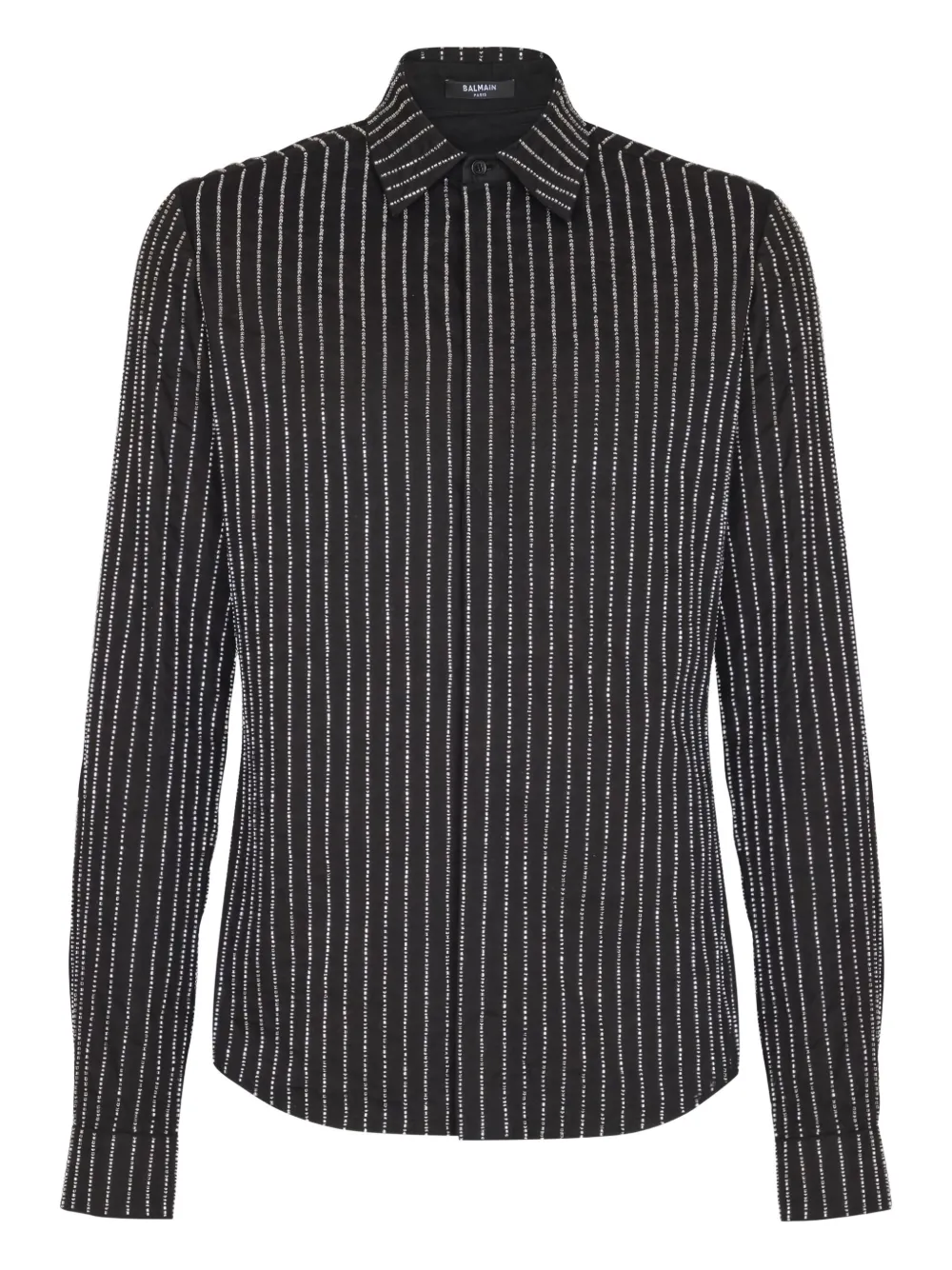 Balmain cotton crystal-striped shirt | Black | Image 1