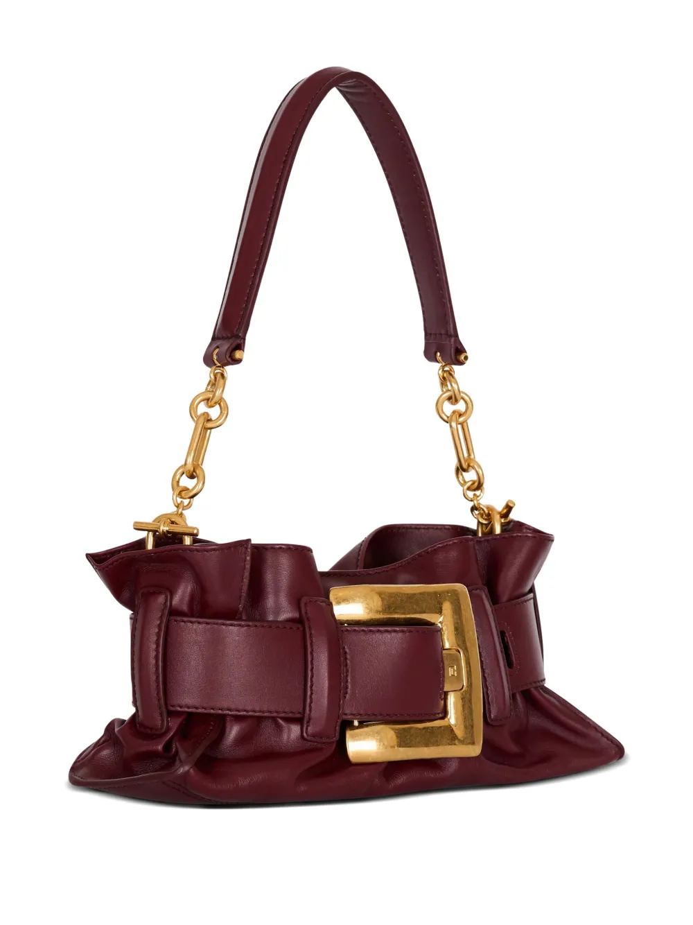 Balmain Anthem kalfsleren mini-clutch verfraaid met gesp - Rood