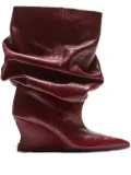 Balmain 75mm slouchy calfskin wedge ankle boots - Red