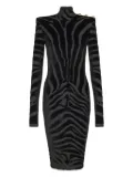 Balmain zebra-print midi dress - Black