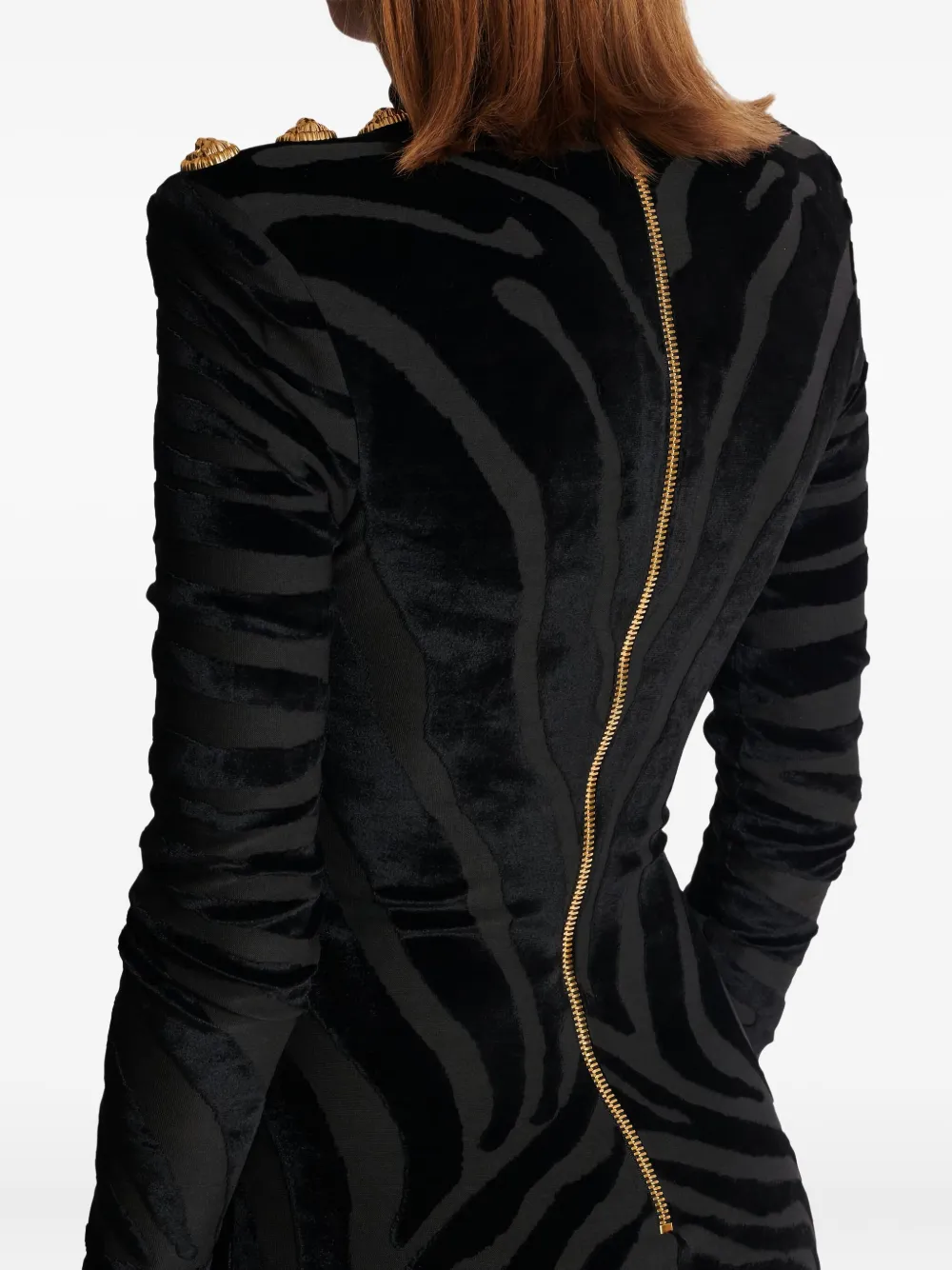 Balmain Zebra-print Midi Dress In Black