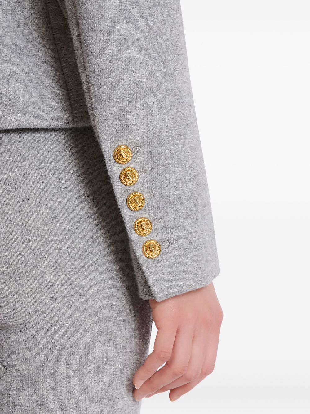 Balmain Six-button Padded-shoulder Jacket In Gray