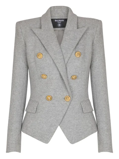 Balmain six-button padded-shoulder jacket