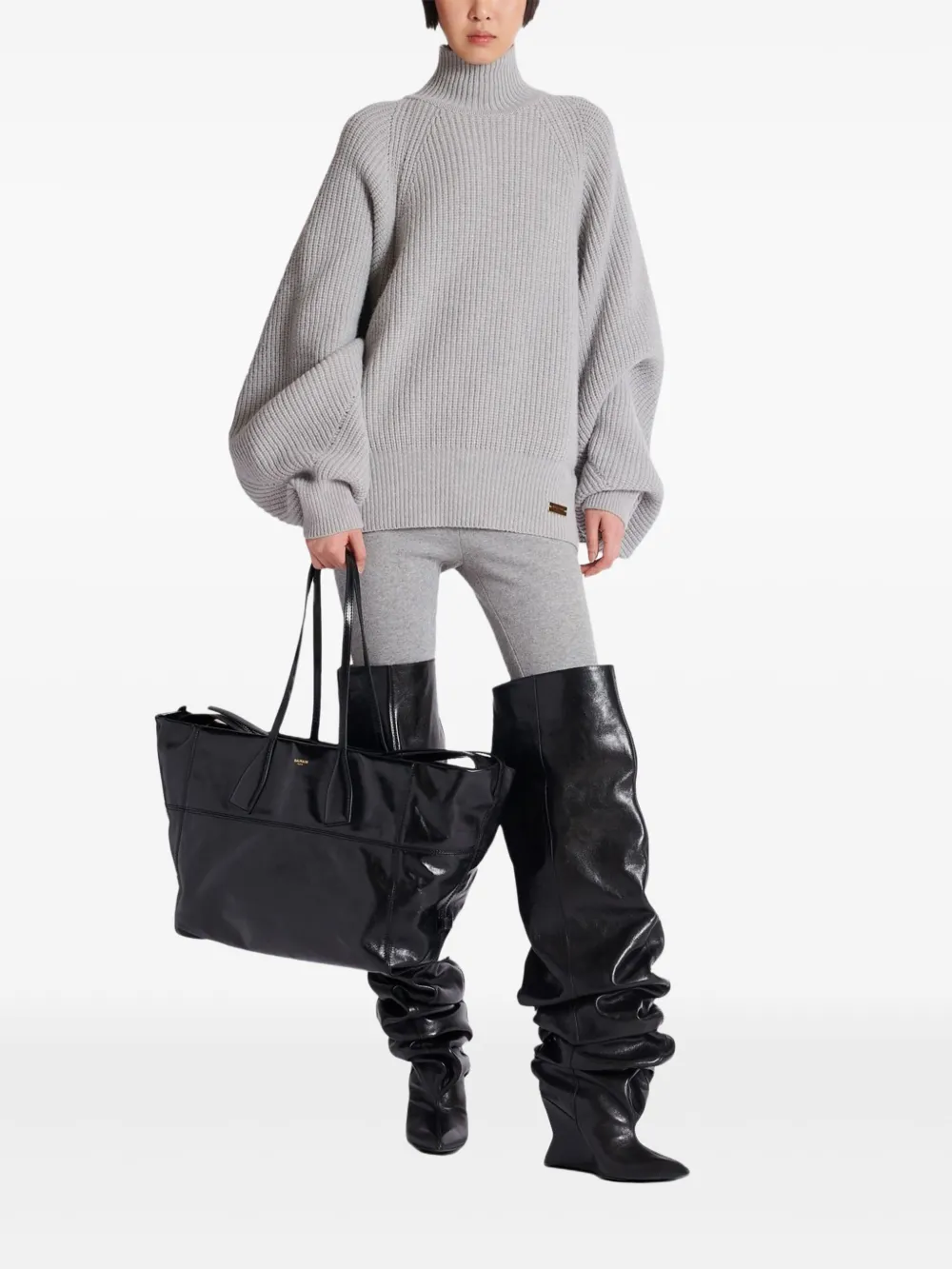 Balmain Leren shopper - Zwart