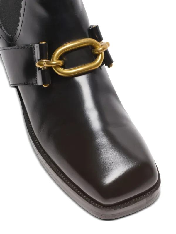 Balmain Black Boots with Gold Chain Detail Balmain Taiga Ranger Black Leather Suede Zip Gold Biker Moto  main image 2