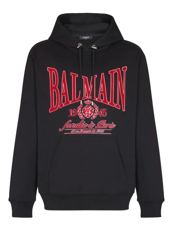 BALMAIN ロゴプリント パーカー Balmain Flocked Logo Hoodie | Black | FARFETCH
