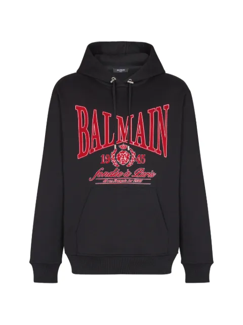 Balmain flocked logo hoodie