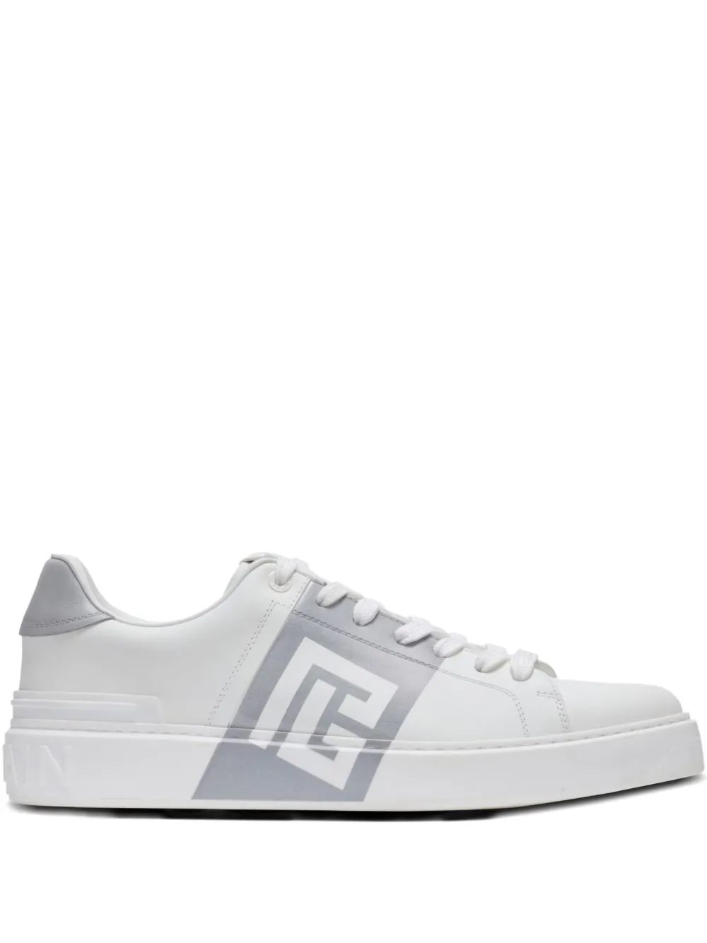 Balmain B-Court logo-detail calfskin sneakers | White | Image 1