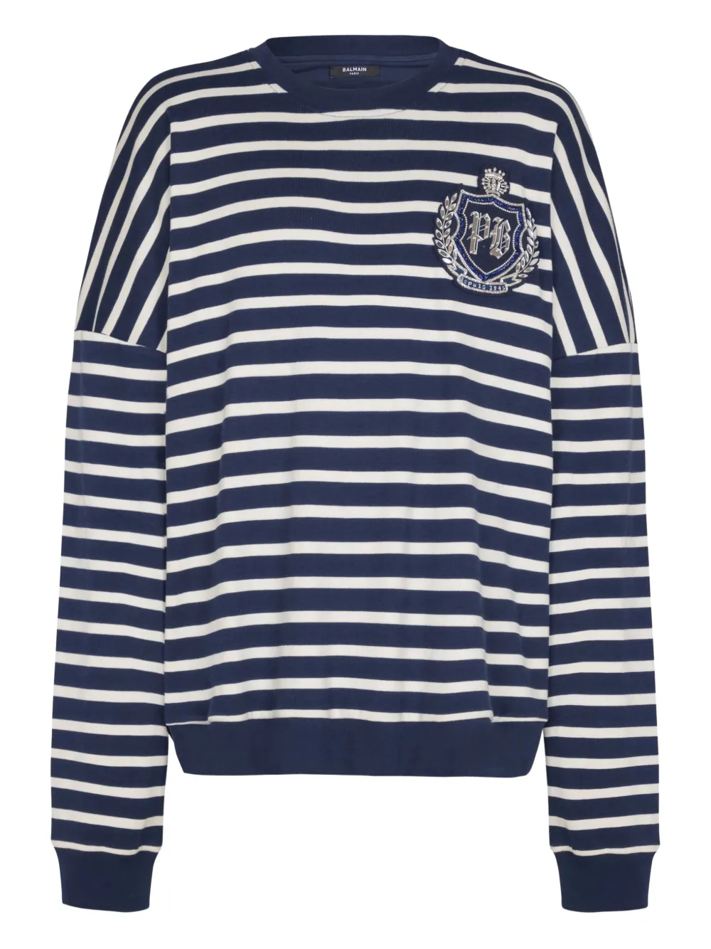 Balmain emblem striped sweatshirt | Blue | Image 1