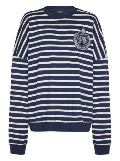 Balmain emblem striped sweatshirt