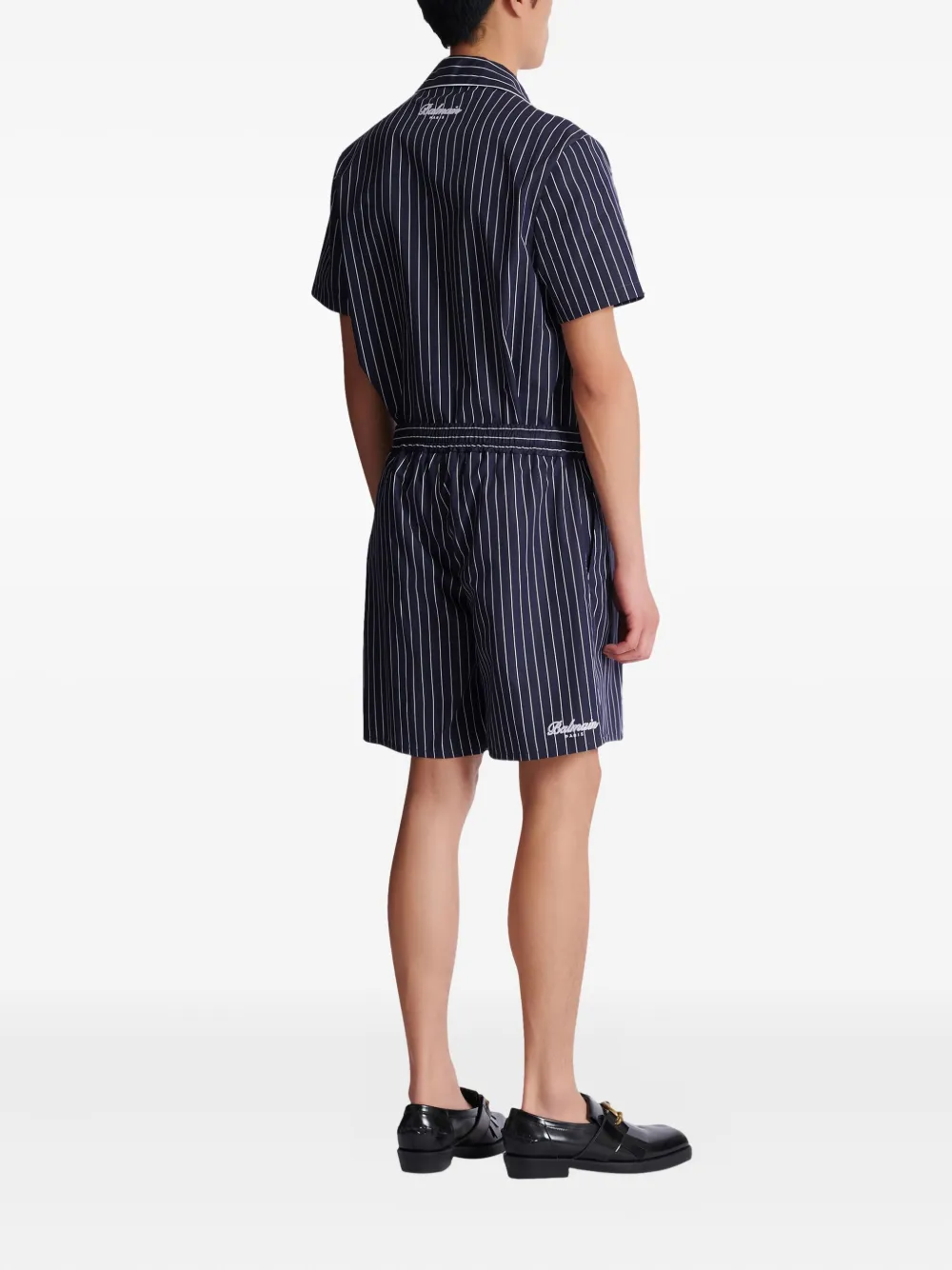 Balmain Shorts met geborduurde krijtstreep Blauw