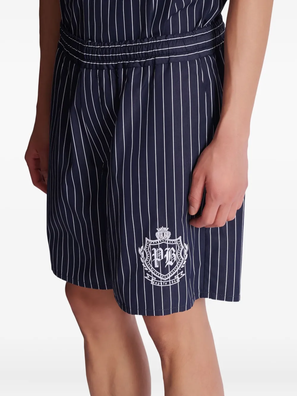 Balmain Shorts met geborduurde krijtstreep Blauw