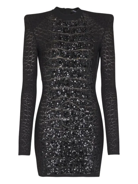 Balmain sequin-embellished knit mini dress
