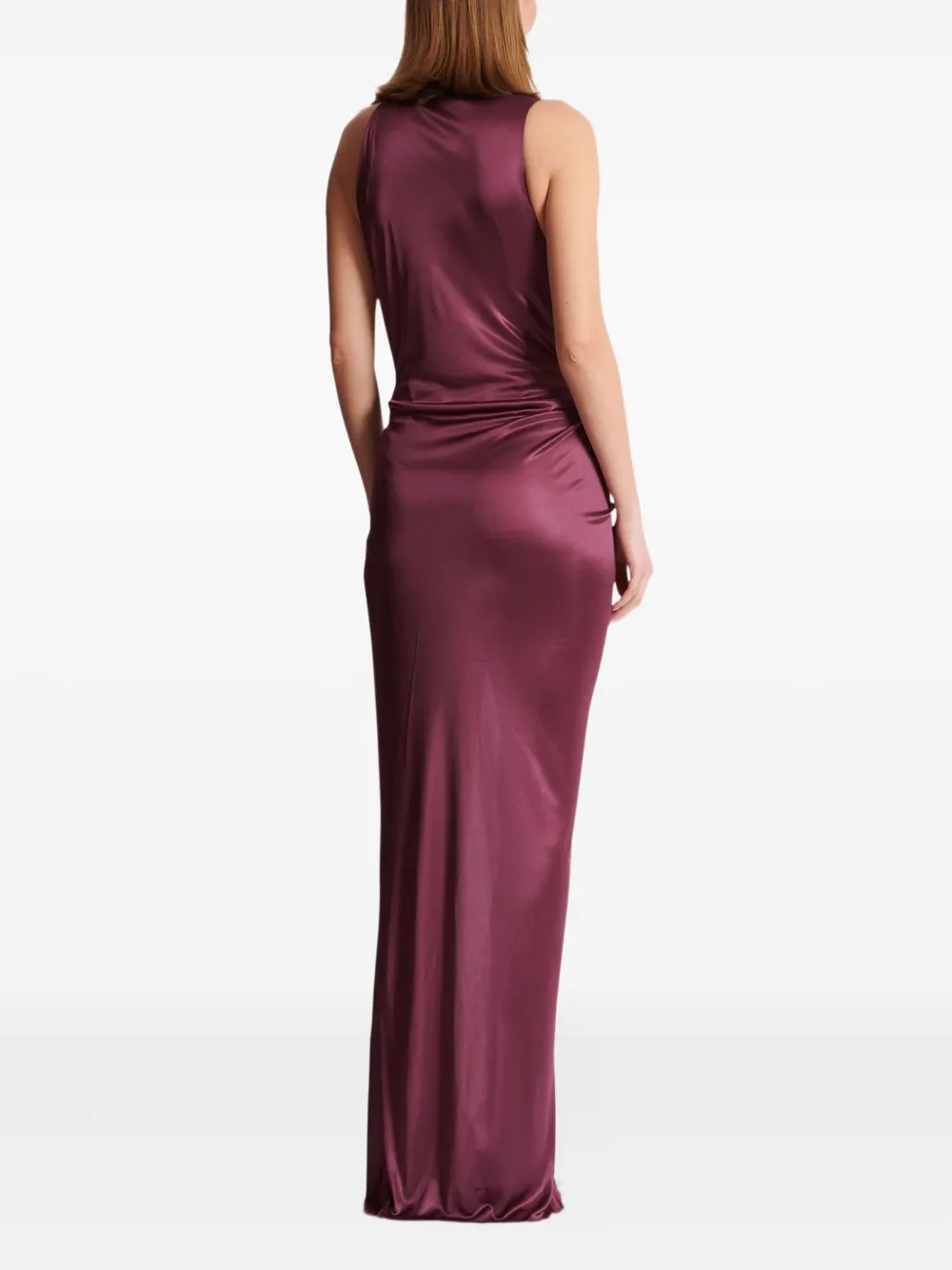 Balmain Gedrapeerde maxi-jurk met hoge hals Rood