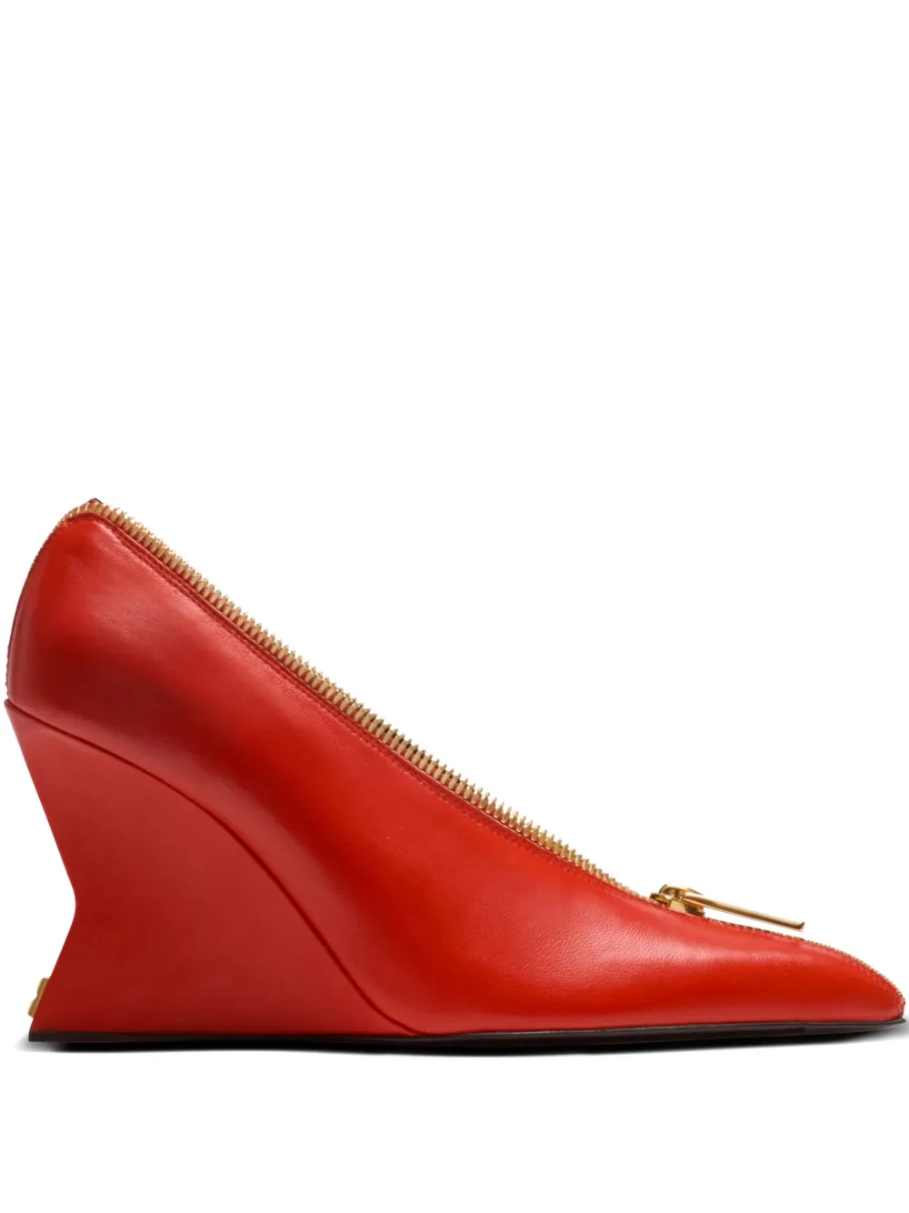 Balmain 95mm zip-detail wedge heeled pumps Red