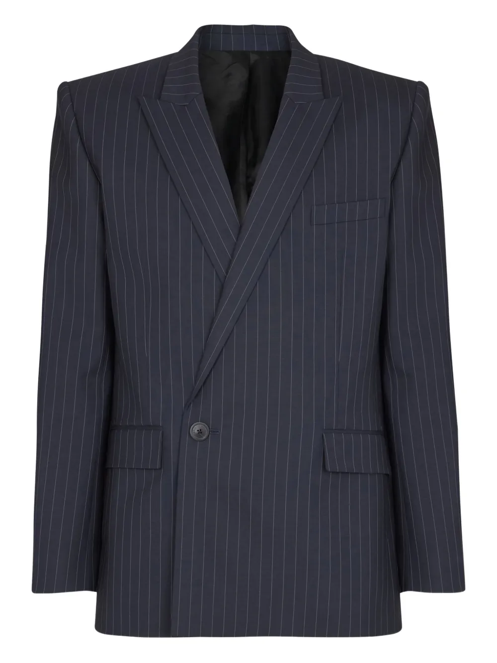 Balmain Blazer risca de giz com abotoamento duplo | Azul | Image 1