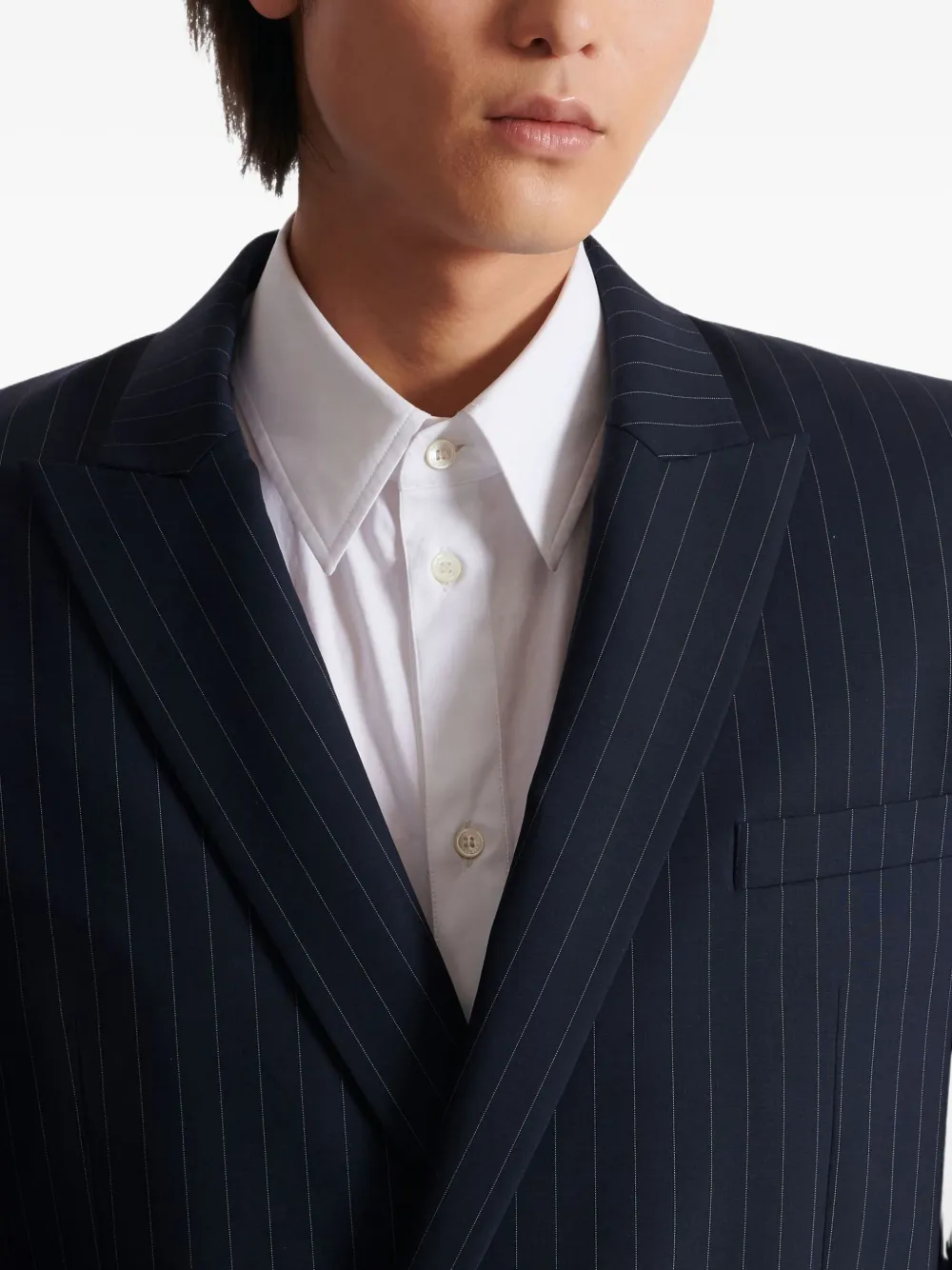 Balmain Blazer met krijtstreep en dubbele rij knopen Blauw