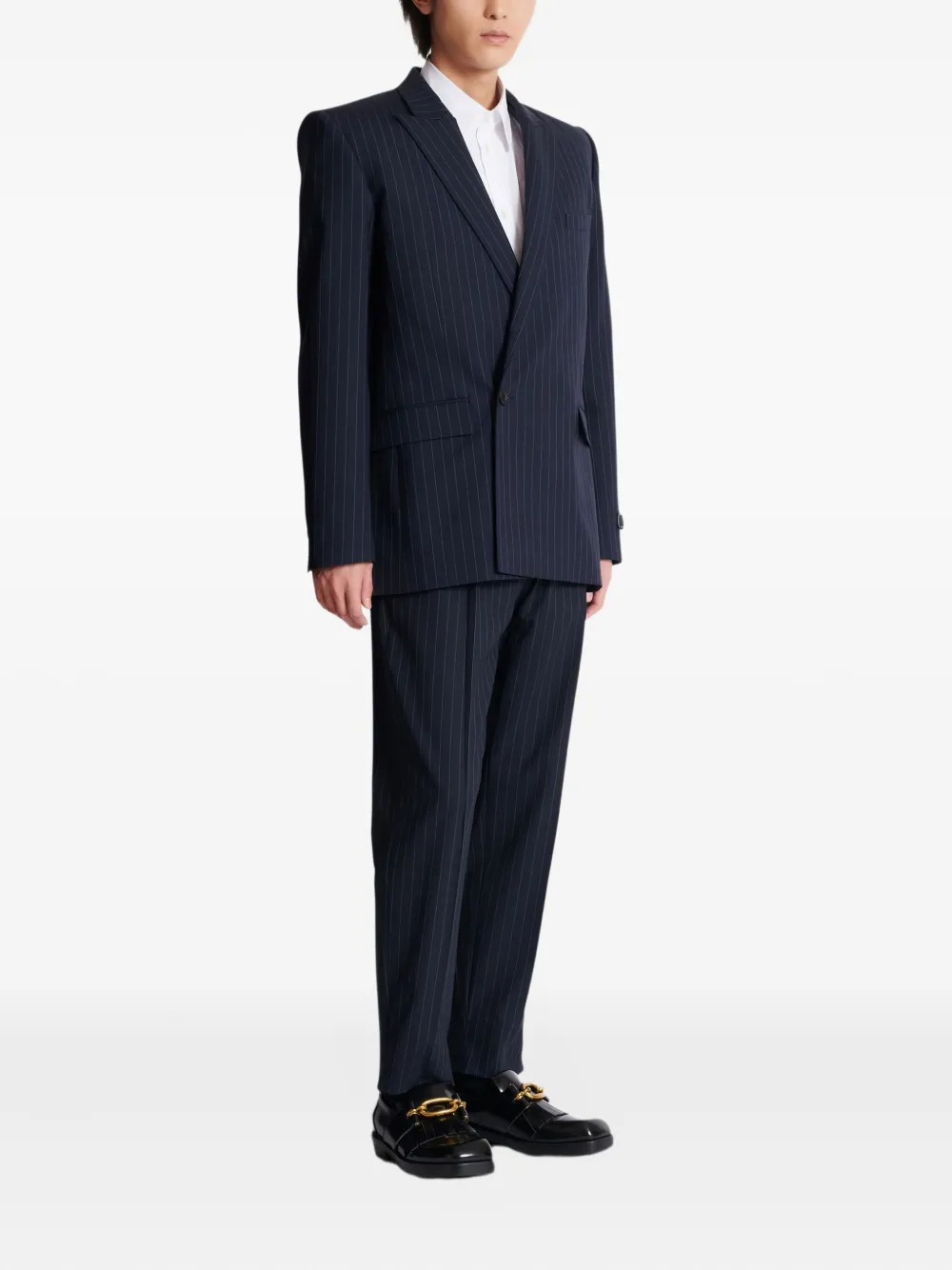 Balmain Blazer met krijtstreep en dubbele rij knopen Blauw