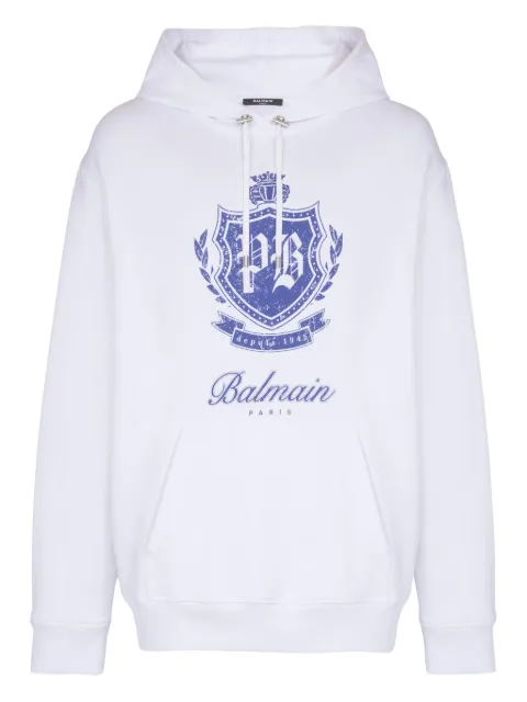 Balmain College Emblem print hoodie