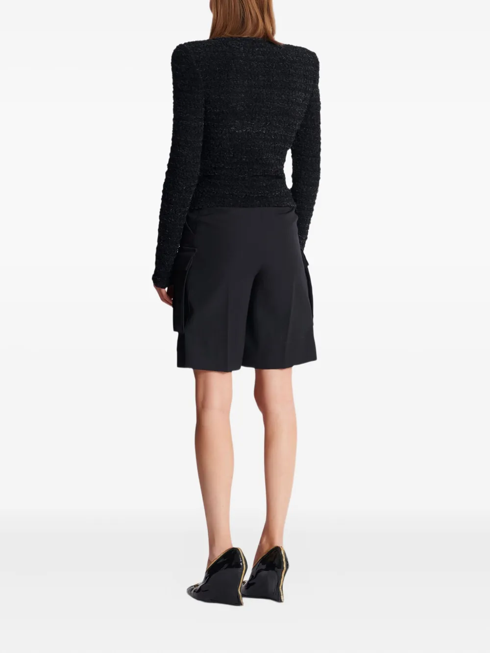 Balmain Buttoned Tweed Jacket In Black