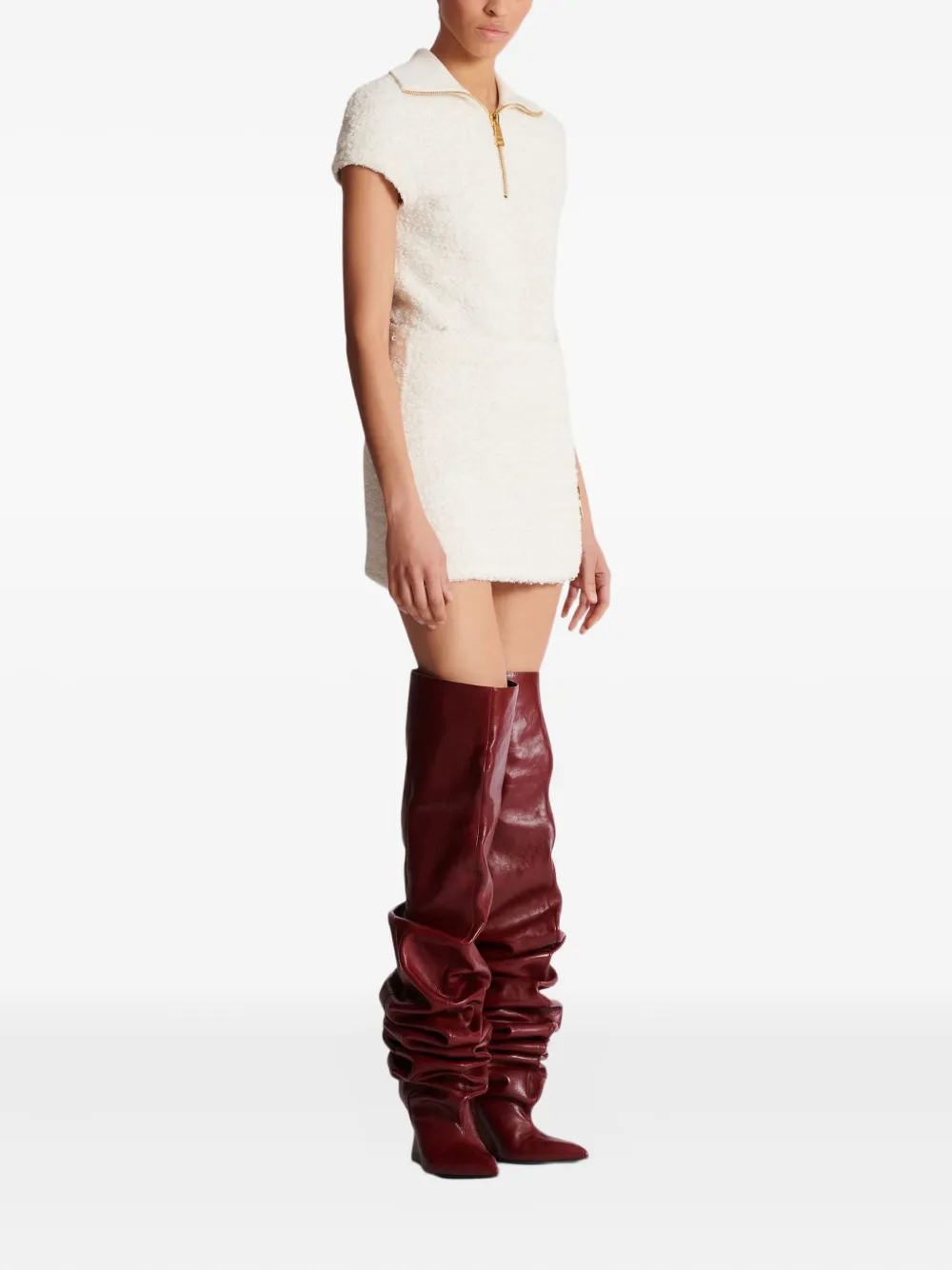 Balmain Tweed-minirock Mit Reissverschluss In White