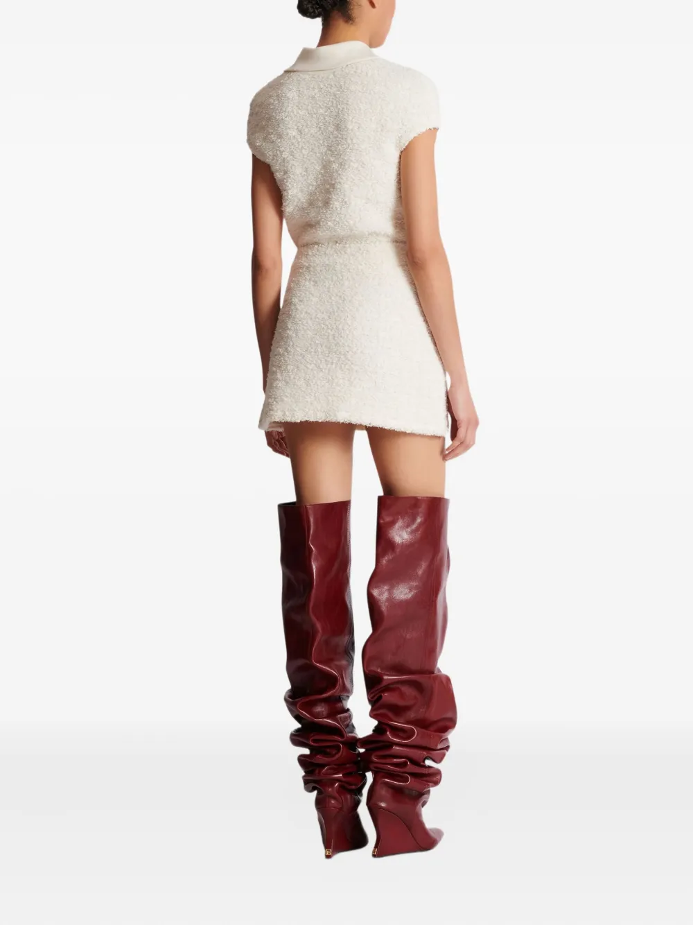 Balmain Tweed-minirock Mit Reissverschluss In White