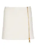 Balmain zipped tweed mini skirt - White