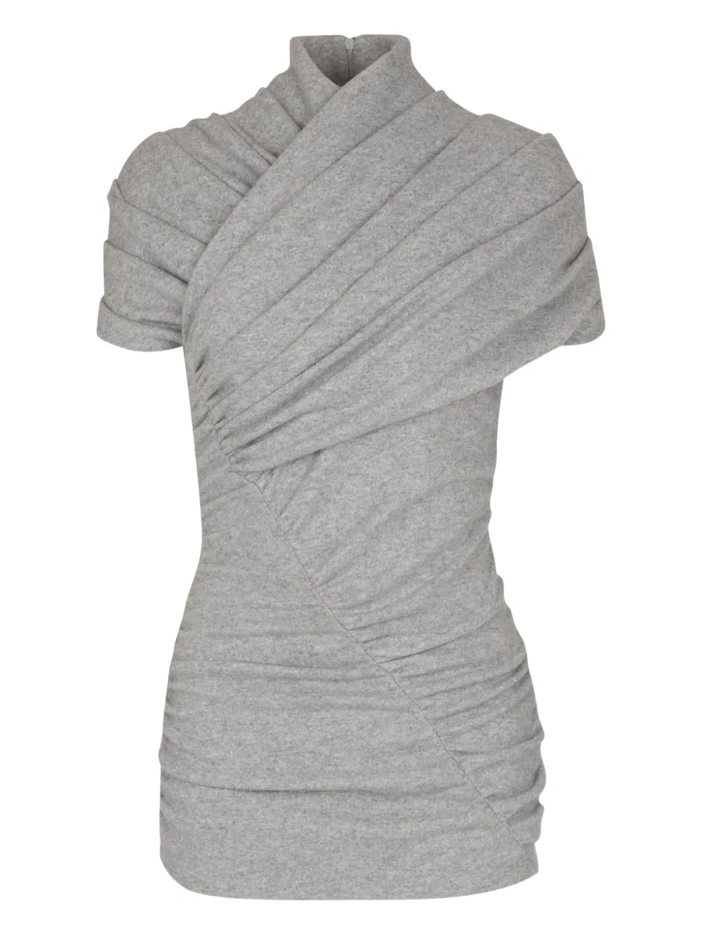 Balmain draped short-sleeve knit top | Grey | Image 1