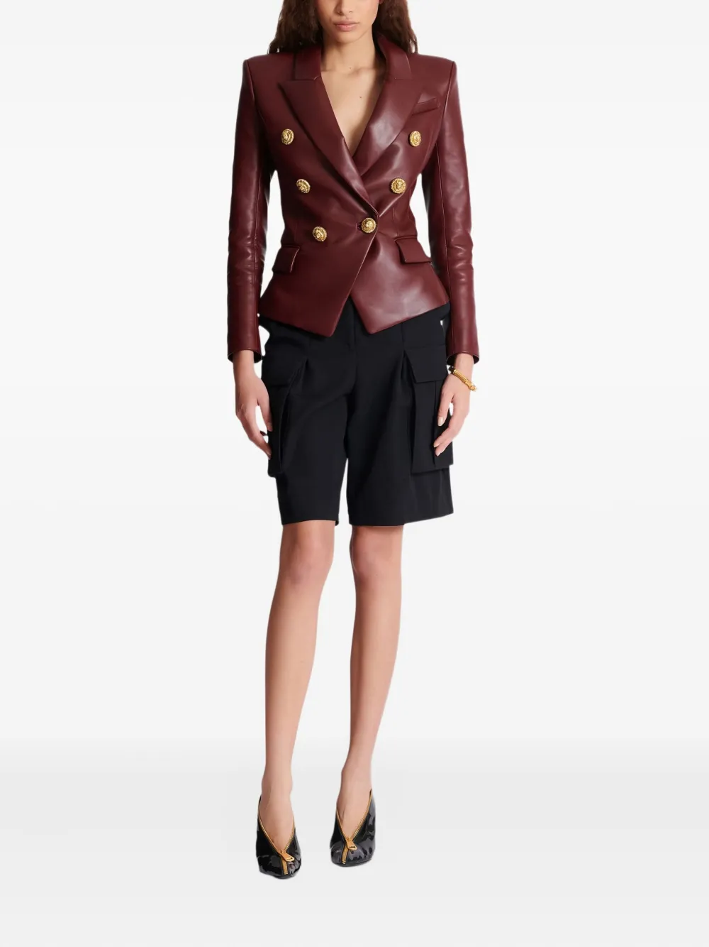 Balmain double-breasted lambskin jacket | Leather Jackets | Image 2