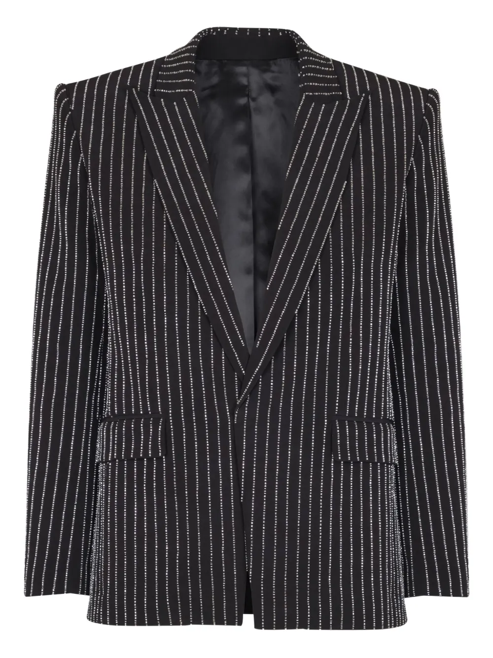 Balmain crystal-striped single-button jacket | Black | Image 1