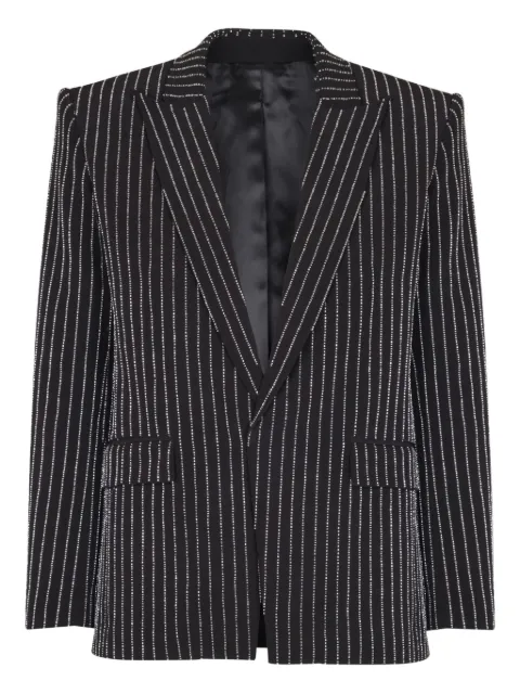 Balmain crystal-striped single-button jacket